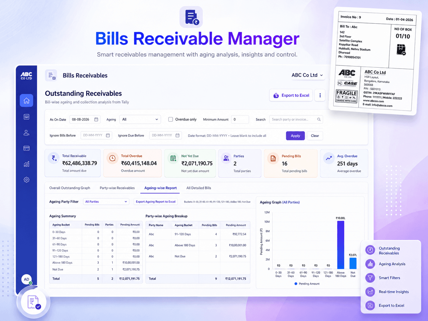 Bills Receivable Manager product preview